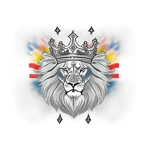 Sleeve With Lion Wearing A Crown American Flag Spartan Warrior Cross Armor Liberty Bell Kings Crown