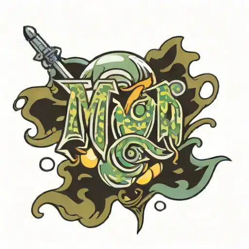 Camo Mom In Bubble Letters M