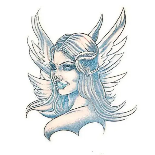 Female Angel Warrior Bust In Color Inspired By A Phoenix