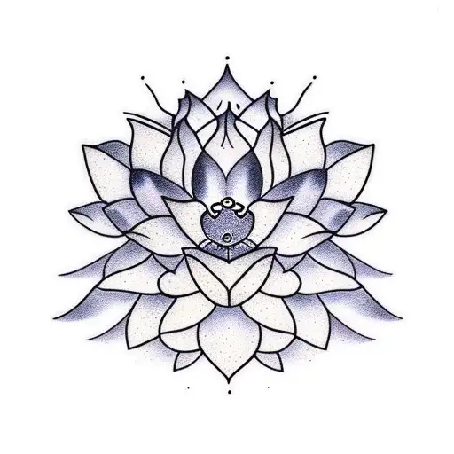 Thin Line Delicate Lotus Flower