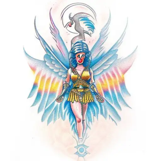 Female Angel Warrior In Color Inspired By A Phoenix