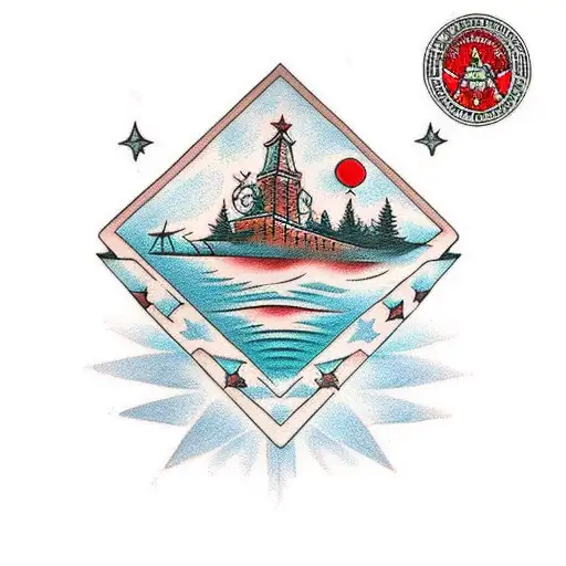 Water Well In A Red Square