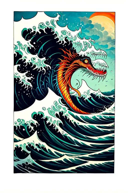 Ocean Wave Sea Monsters Colorful
