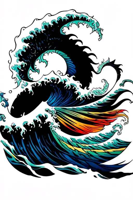 Ocean Wave Sea Monsters Colorful