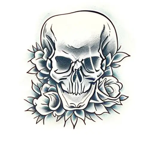 Open Skull With Flowers Coming Out Of It
