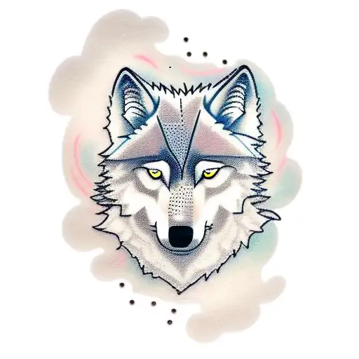 A Full Body Wolf Dog Made Out Of Clouds