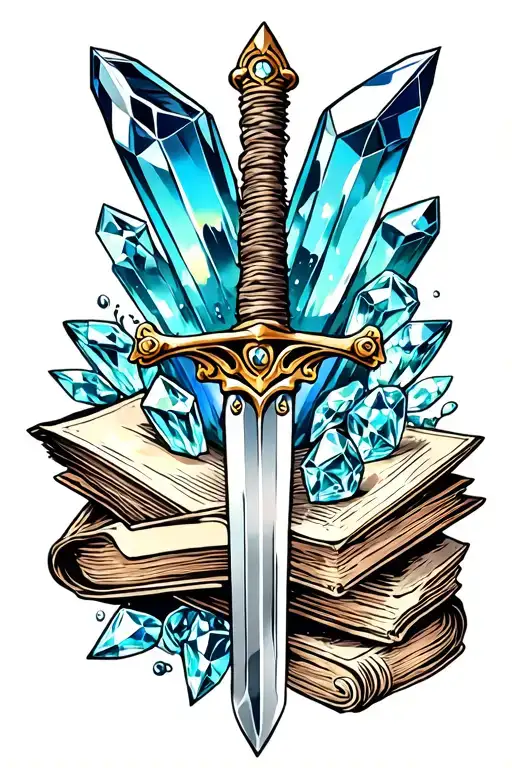 Books Crystals Sword