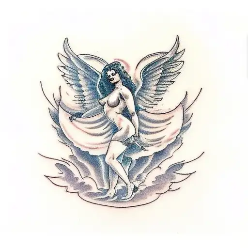 Renaissance Woman Angel Four Wings Nude
