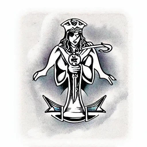 Tarot Card Representing Justice With Dagger