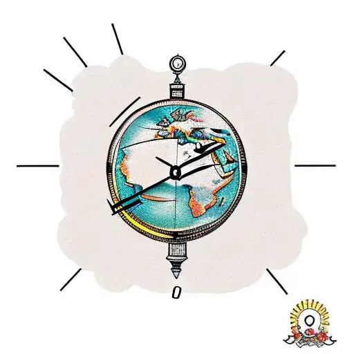 A Clock And A Globe On The Africa Side In A Collage
