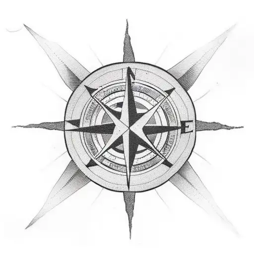 A Racing Flag Intertwined With A Compass Rose