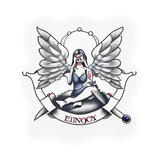 A Sexy Angel Smoking With A Glass Of Red Wine