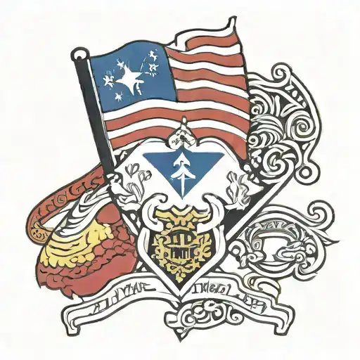 A Filipino Flag Intertwined With A Quebec Flag In A Unique Geometric Pattern