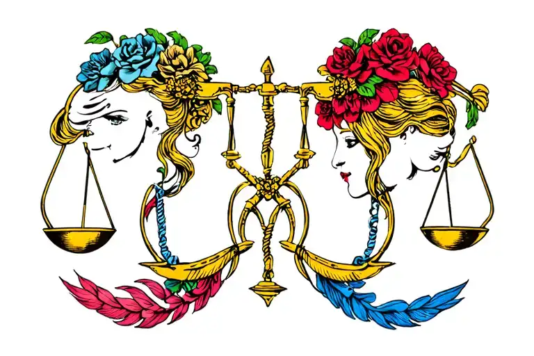 The Duo Sign Of Gemini Each Placed On The Sign Of Libra