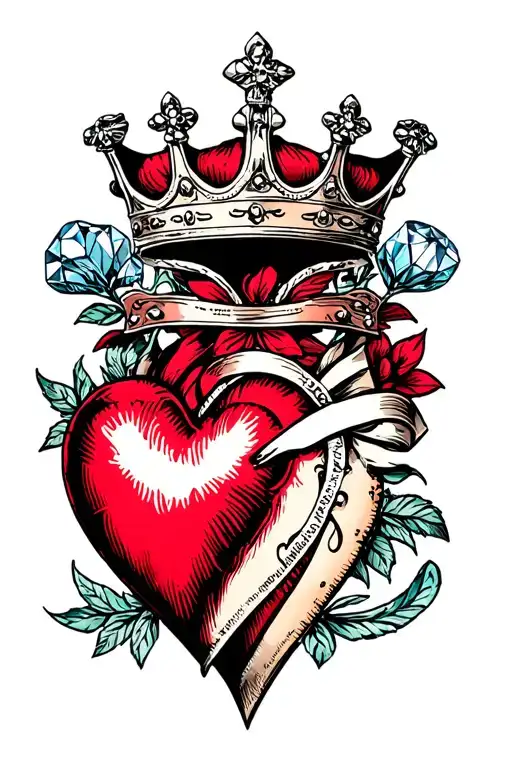 Crown Heart Inscription Diamond
