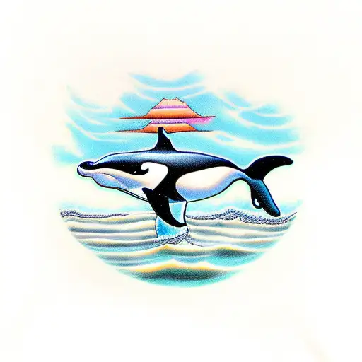 Killer Whale Swimming Out Of The Water