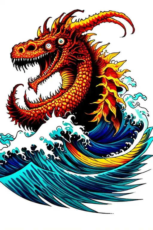Ocean Wave Sea Monsters Colorful