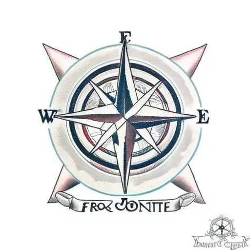 A Racing Flag Intertwined With A Compass Rose