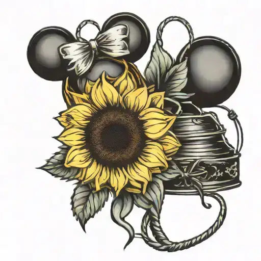 Sunflower Mickey Ears With Stems Tied Together
