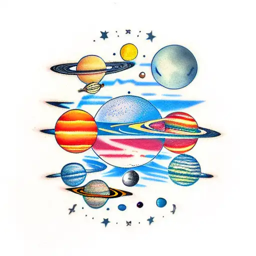 Solar System Planets In A Line