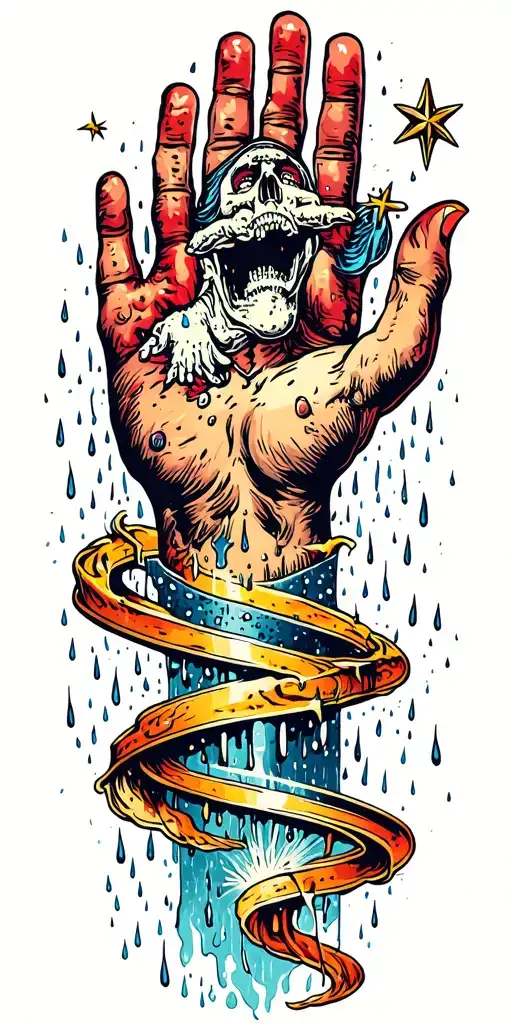 Parallel Universe With Rain And Stars Falling