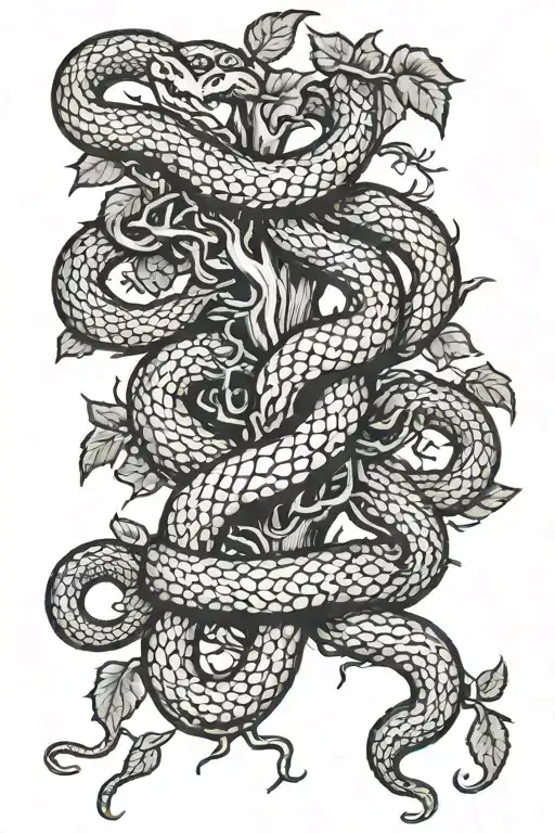 Snake Wrapping Tree With Roots