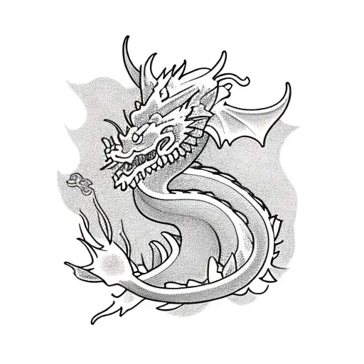 Haku Dragon With Frangipani Flowers