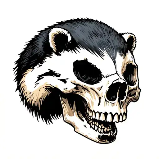 Badger On Human Skull