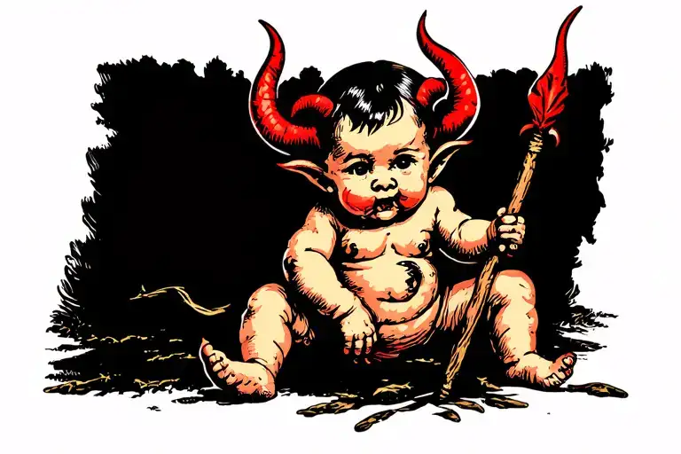 Little Devils Baby With Spears