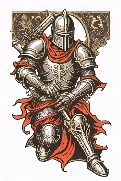 High Fantasy Evil Medieval Knight On One Knee