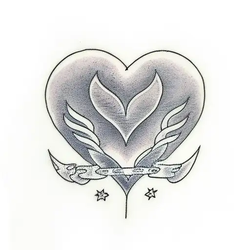 Heart Flames Small Black White