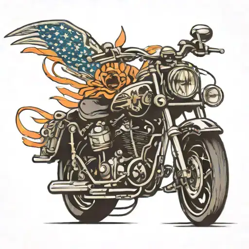 Blackout Tattoo Depicting Motorbike