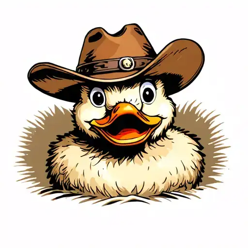 Fluffy Duck With Cowboy Hat