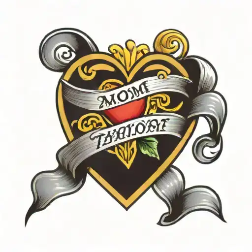 Heart With Banner That Says Mom