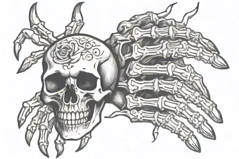 Human Hand And Skeleton Hand Holding