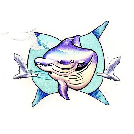 Beluga Whale Fin Coming Out Of Water