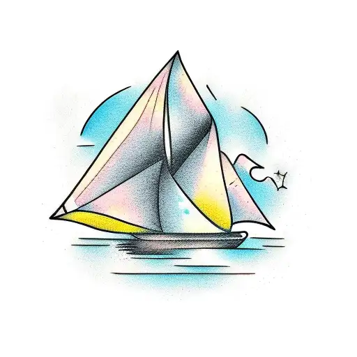 A Scene Of A Broken Sail Boat Floating In A Sea