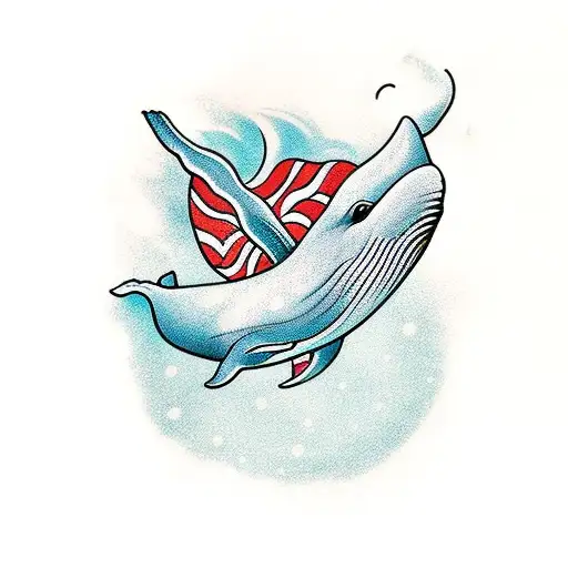 Whale Fin Coming Out Of Water