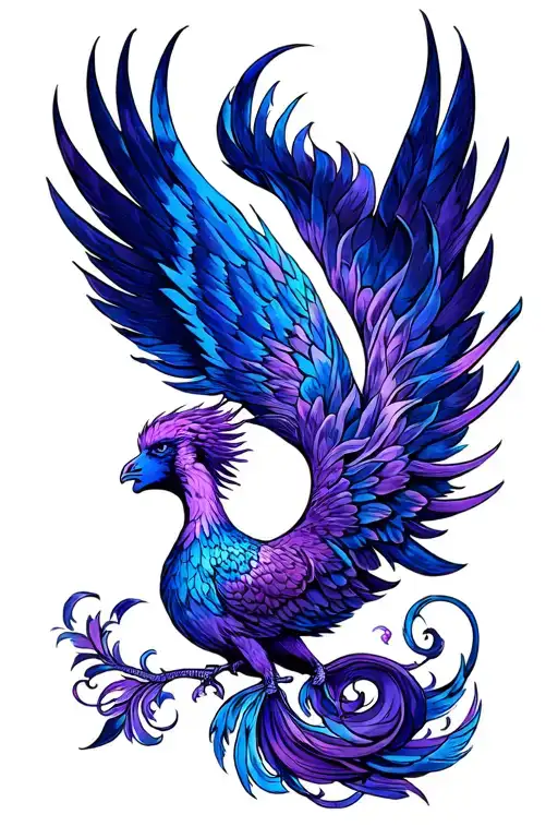 Feminine Blue And Purple Phoenix Rising