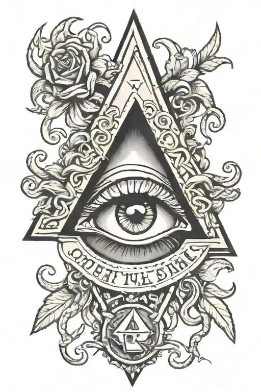 Illuminati Eye Inside A Traingle With Medusa Hair Covering It