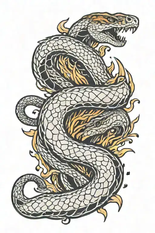 A Blade In Fire That Bends Around A Snake