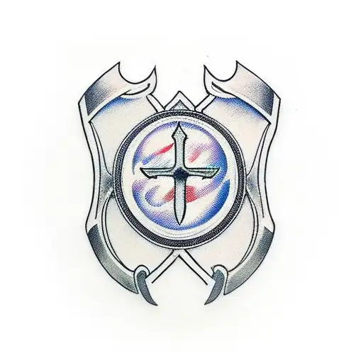 Sword Shield Templar Cross With Banner
