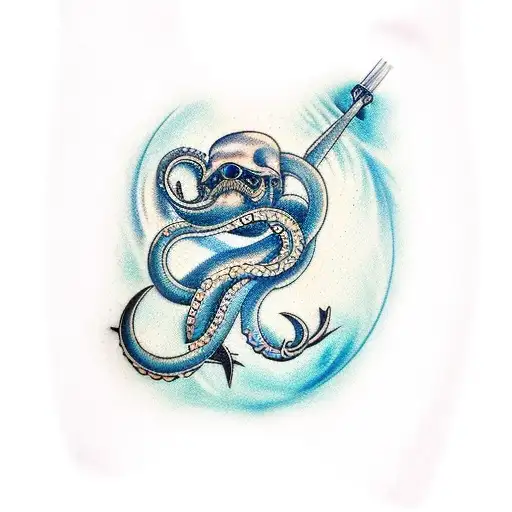 Water Creation On The Wrist That Connects With Kraken On Forearm