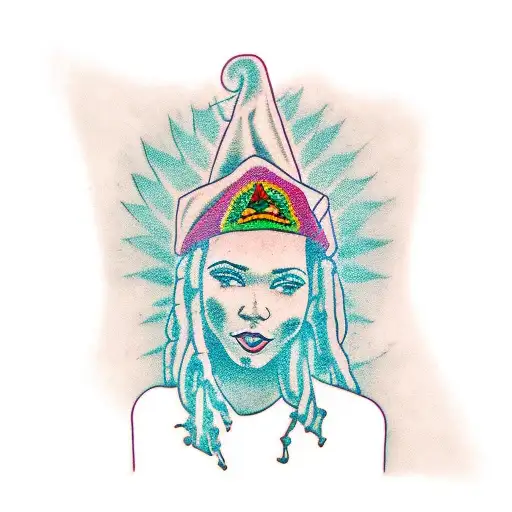 Rasta Girl And Marihuana Leaf