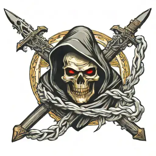 A Reaper Holding A Christian Cross Turned Into An Ak 47