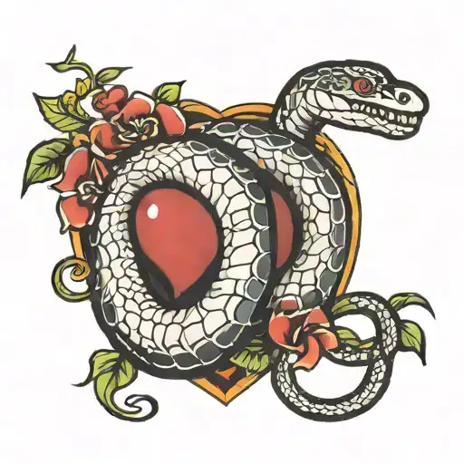 Snake And Heart Surrounded