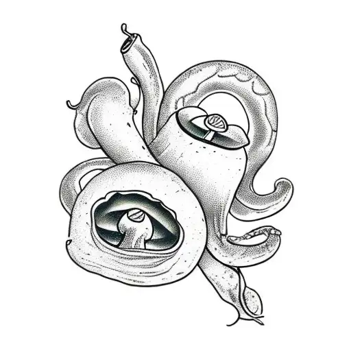 Mushrooms With Snake And Flowers