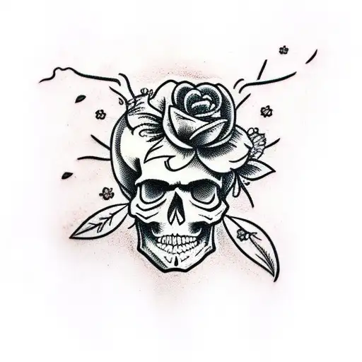 Skull With Flowers And Thorns