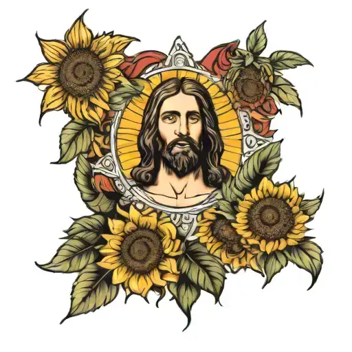 Sunflowers Surrounding Jesus Stripped