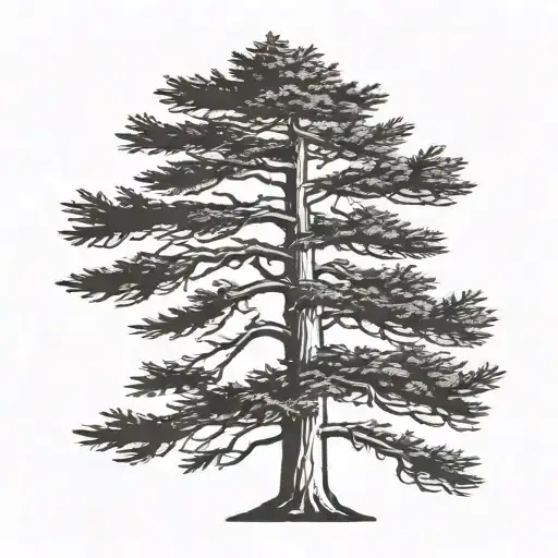 Cedar Tree Silhouette With A Large Bird